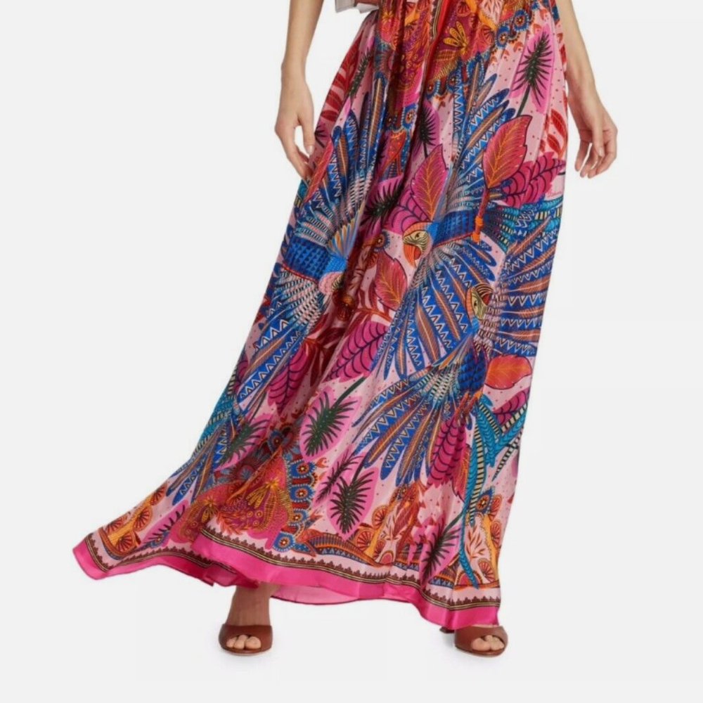 Farm Rio Anthropologie Macaw Scarf Cutout Maxi Sundress Dress XL NWT $290 - Picture 4 of 16
